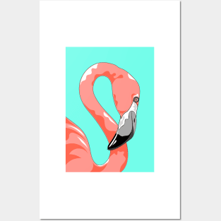 Flamingo Portrait Posters and Art